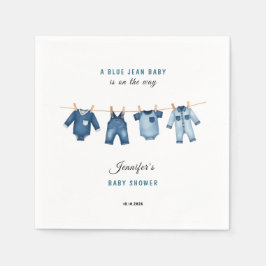 Guardanapo De Papel Chá de Bebê em Jeans Azuis - Tema Denim