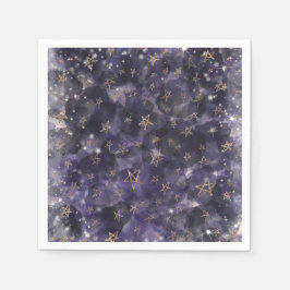 Guardanapo De Papel Chá de Bebê Fantasioso Lua Estrelas Roxo Dourado