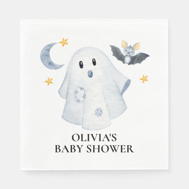 Guardanapo De Papel Chá de Bebê Fantasminha de Halloween (Frente)