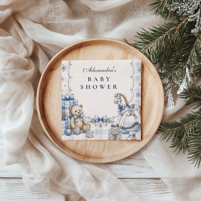 Guardanapo De Papel Chá de Bebê Floco de Neve Azul Elegante (Criador carregado)