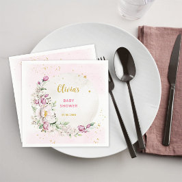 Guardanapo De Papel Chá de Bebê Flor de Lua Rosa