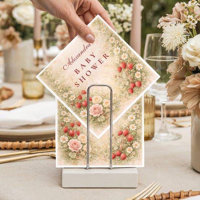 Guardanapo De Papel Chá de Bebê Flor de Morango (Criador carregado)