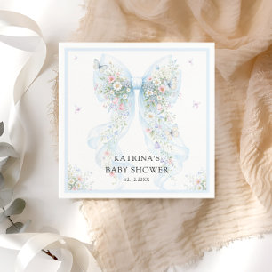 Guardanapo De Papel Chá de Bebê Flor Silvestre de Laço Azul Elegante