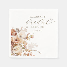 Guardanapo De Papel Chá de Bebê Floral Bege Neutro Elegante