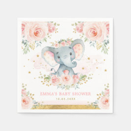 Guardanapo De Papel Chá de Bebê Floral Blush, Elefante Rosa, Boho