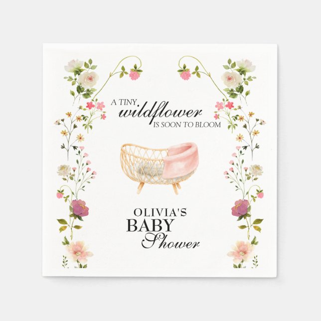 Guardanapo De Papel Chá de Bebê Floral Boho de Flores Silvestres Neutr (Frente)