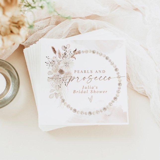 Guardanapo De Papel Chá de Bebê Floral Boho Pérolas & Prosecco da JULI (Criador carregado)