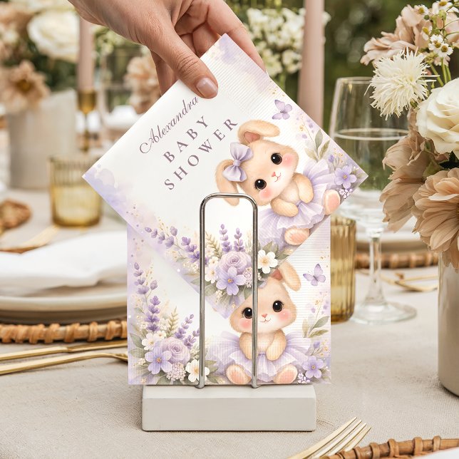 Guardanapo De Papel Chá de Bebê Floral Coelho Lavanda (Criador carregado)