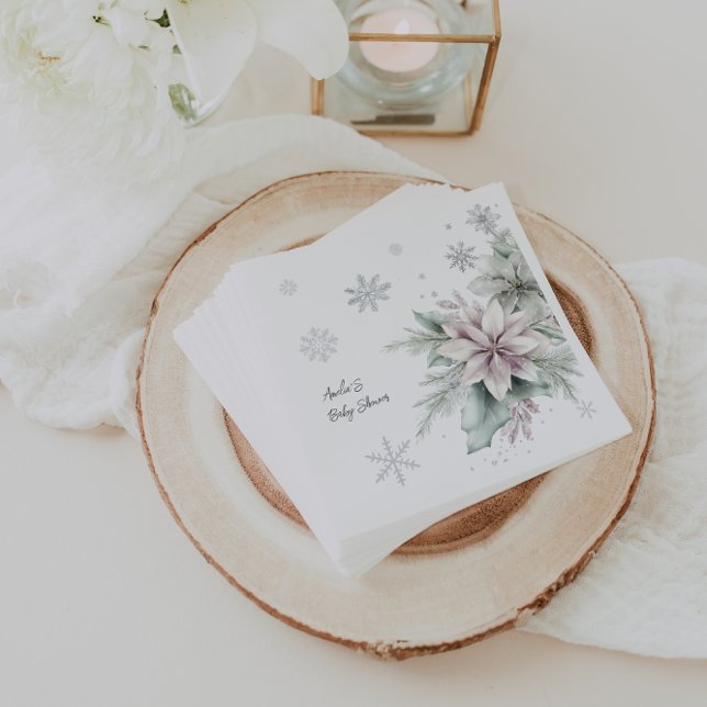 Guardanapo De Papel Chá de Bebê Floral de Inverno (Criador carregado)