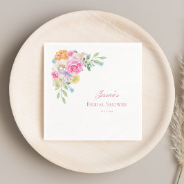 Guardanapo De Papel Chá de Bebê Floral em Aquarela Festa de Noivado