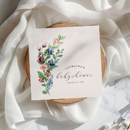 Guardanapo De Papel Chá de Bebê Floral em Aquarela & Verdura