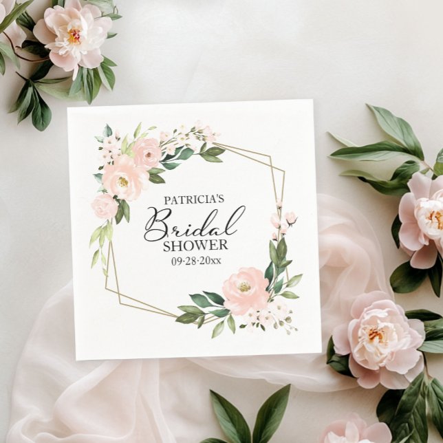 Guardanapo De Papel Chá de Bebê Floral Geométrico Rubor Rosa (Criador carregado)