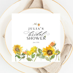 Guardanapo De Papel Chá de Bebê Floral Girassol Amarelo Elegante