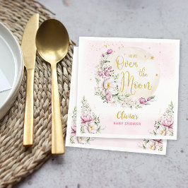 Guardanapo De Papel Chá de Bebê Floral Moon Rosa
