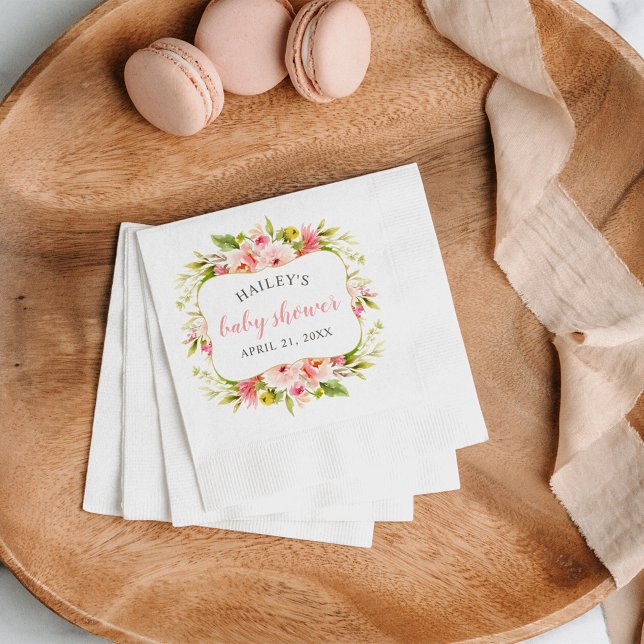 Guardanapo De Papel Chá de Bebê Floral Rosa Elegante (Criador carregado)