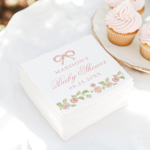Guardanapo De Papel Chá de Bebê Floral Rosa Encantado Elegante