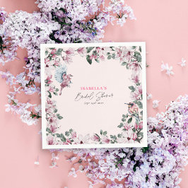 Guardanapo De Papel Chá de Bebê Floral Rosa & Pássaros Elegante Nupcia