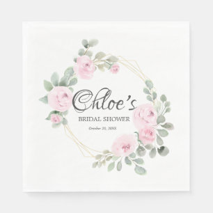 Guardanapo De Papel Chá de Bebê Floral Rosa Pink Eucalipto