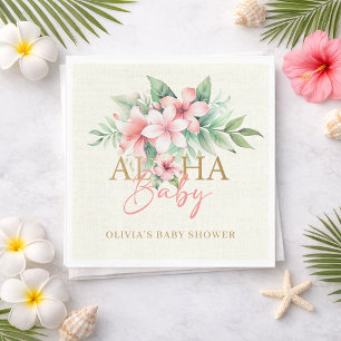 Guardanapo De Papel Chá de Bebê Floral Rosa Tropical Aloha