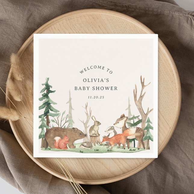 Guardanapo De Papel Chá de Bebê Floresta de Inverno Rústico (Criador carregado)