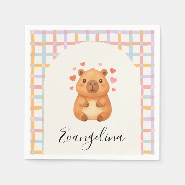 Guardanapo De Papel Chá de Bebê Fofinho de Capivara (Frente)