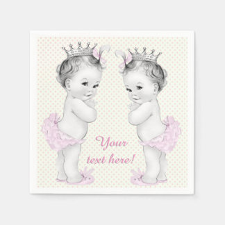 Guardanapo De Papel Chá de Bebê Gêmeas Princesa Rosa Antigo