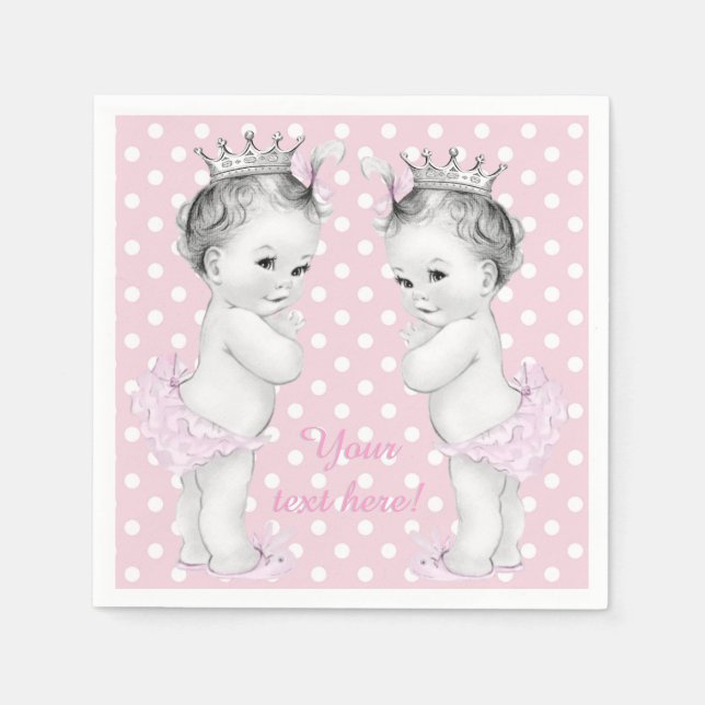 Guardanapo De Papel Chá de Bebê Gêmeas Princesas (Frente)