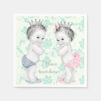 Guardanapo De Papel Chá de Bebê Gêmeos Príncipe e Princesa