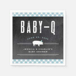 Guardanapo De Papel Chá de Bebê Gingham Baby BBQ Azul