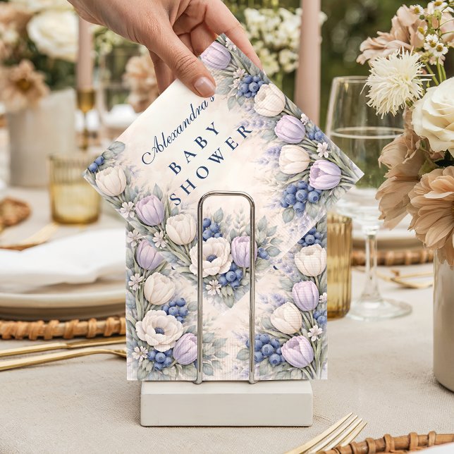 Guardanapo De Papel Chá de Bebê Jardim de Flor de Mirtilo (Criador carregado)