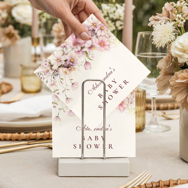 Guardanapo De Papel Chá de Bebê Jardim de Flores Rosadas (Criador carregado)