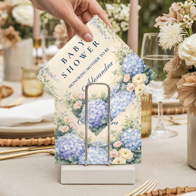 Guardanapo De Papel Chá de Bebê Jardim Romântico de Hortênsias Azuis (Criador carregado)