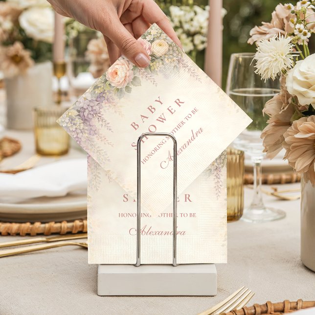Guardanapo De Papel Chá de Bebê Jardim Rosa Wisteria e Blush (Criador carregado)