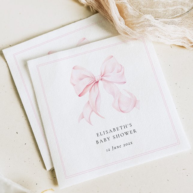 Guardanapo De Papel Chá de Bebê Laço Rosa  (Criador carregado)