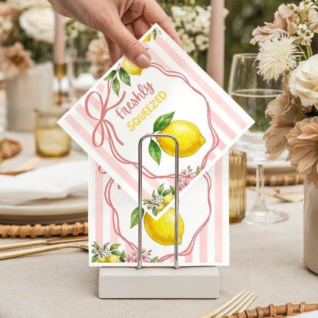 Guardanapo De Papel Chá de Bebê Laço Rosa Limonada Recém-Espremer (Criador carregado)