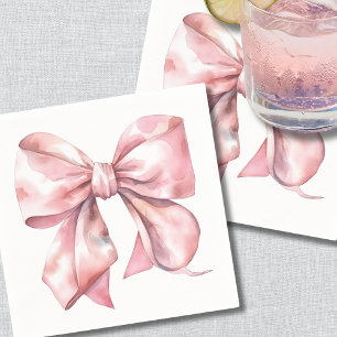 Guardanapo De Papel Chá de Bebê Laço Rosa Simples