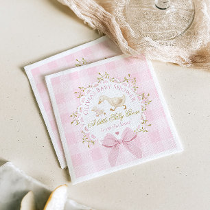 Guardanapo De Papel Chá de Bebê Laço Xadrez Rosa Silly Goose