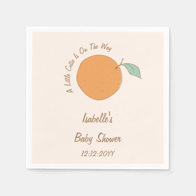 Guardanapo De Papel Chá de Bebê Laranja Moderna Pequena Fofo  (Frente)