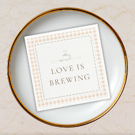 Guardanapo De Papel Chá de Bebê Love Is Brewing Gingham Coffee
