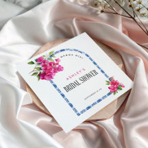 Chá de Bebê Mamma Mia Floral Azul Azulejo Noiva