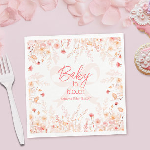 Guardanapo De Papel Chá de Bebê Menina Boho Wildflower Baby em Flor