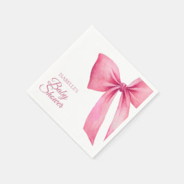 Guardanapo De Papel Chá de Bebê Menina com Laço Rosa