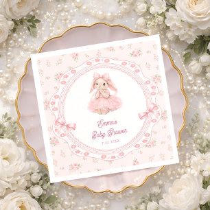 Guardanapo De Papel Chá de Bebê Menina Floral Rosa Little Bunny