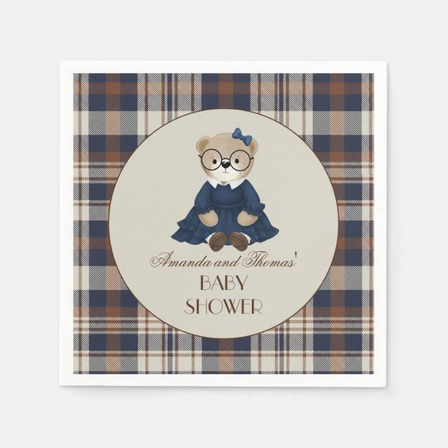 Guardanapo De Papel Chá de Bebê Menina Luxo Urso (Frente)