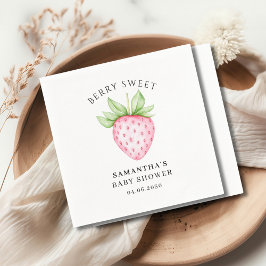 Guardanapo De Papel Chá de Bebê Menina Morango Aquarela Doce Fruta
