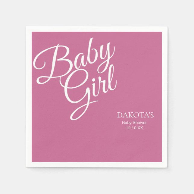 Guardanapo De Papel Chá de Bebê Menina Rosa Empoeirada (Frente)