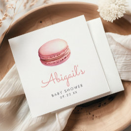 Guardanapo De Papel Chá de Bebê Meninas Macaron Rosa Aquarela