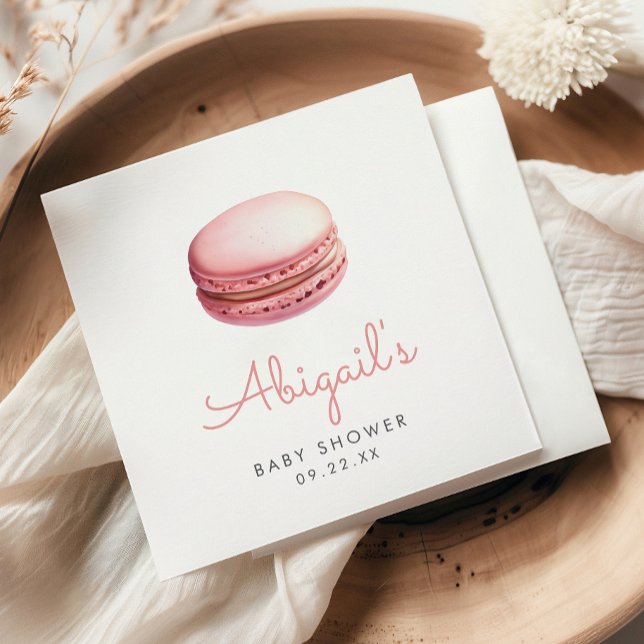 Guardanapo De Papel Chá de Bebê Meninas Macaron Rosa Aquarela (Criador carregado)