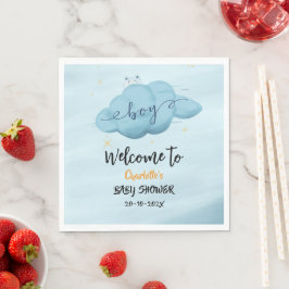 Guardanapo De Papel Chá de Bebê Menino com Nuvem de Aquarela Fofa