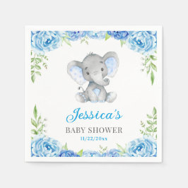 Guardanapo De Papel Chá de Bebê Menino Elefante Azul Pequeno Amendoim